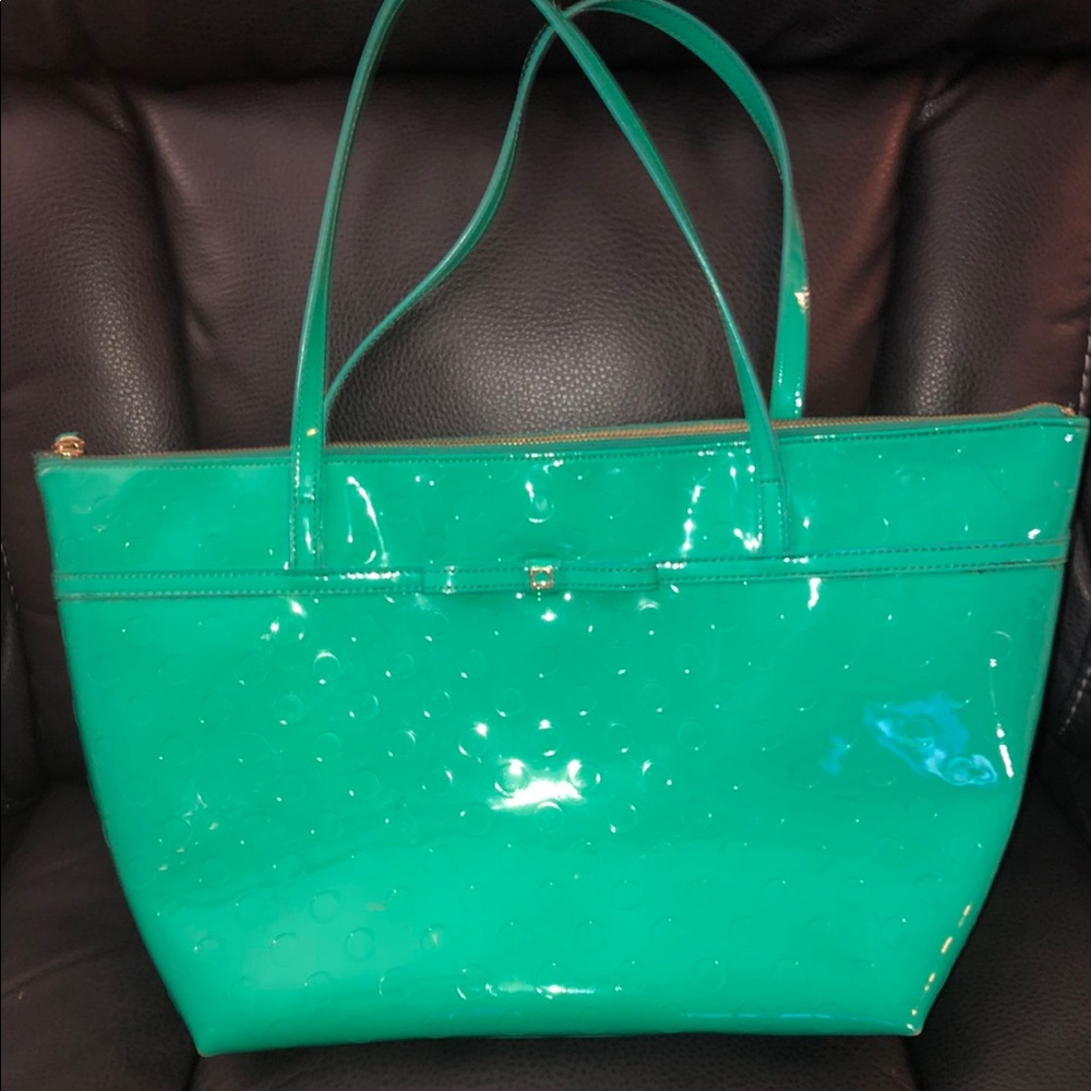 Kate spade patent leather Tiffany green large tote